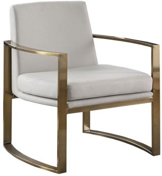 Coaster® Cream and Bronze Concave Metal Arm Accent Chair
