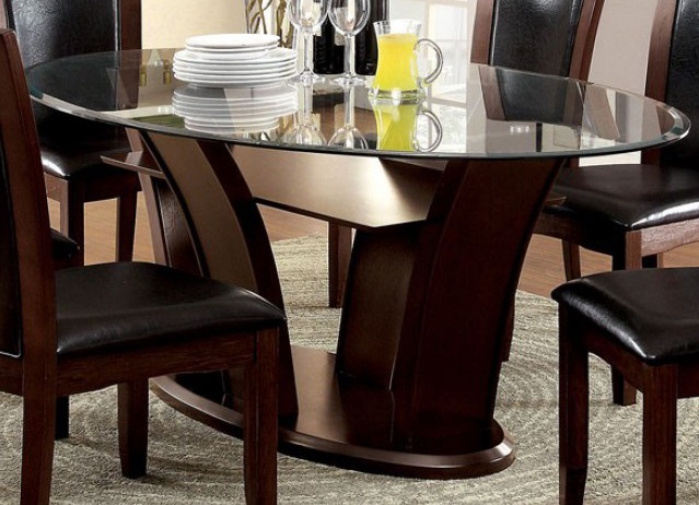 Furniture of America Manhattan I Brown Cherry Oval Dining Table