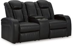 Signature Design by Ashley® Caveman Den Midnight Power Reclining Loveseat with Console