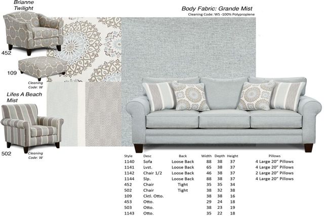 Fusion Furniture Grande Mist Grey Ottoman-2
