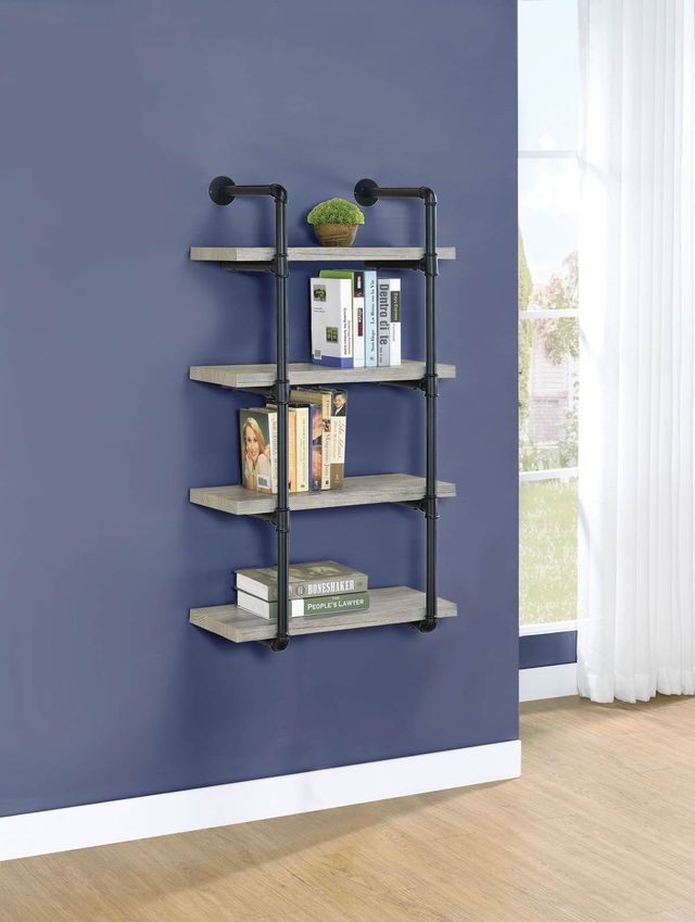 Coaster® Black And Rustic Oak Driftwood 24-Inch Wall Shelf 5