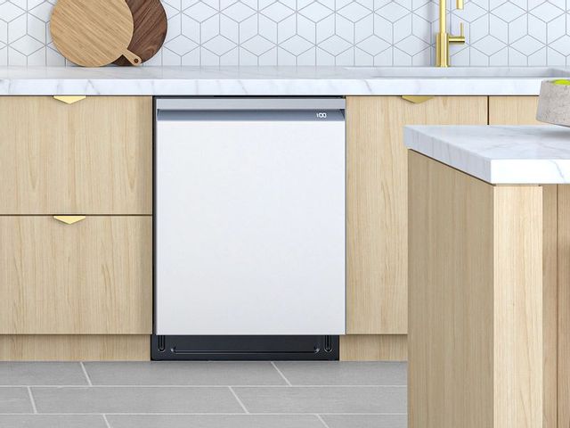 Samsung Bespoke 24" Clean White Glass Dishwasher Panel 1