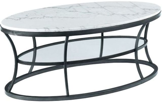 Hammary® Impact White Marble Top Oval Cocktail Table with Gray Base