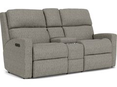 Flexsteel Catalina Fabric Slate Power Reclining Loveseat With Console Power Headrests