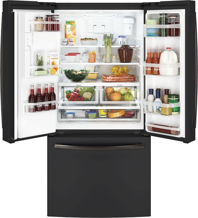 GE® 17.5 Cu. Ft. Counter Depth French Door Refrigerator- Black Slate-2