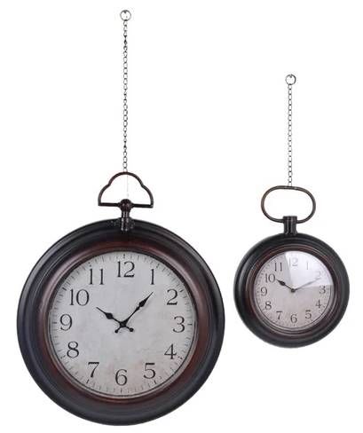Crestview Collection Metal Time 2 Piece Silver Wall Clock Set-0