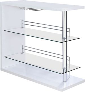 Coaster® Glossy White Rectangular 2-Shelf Bar Unit