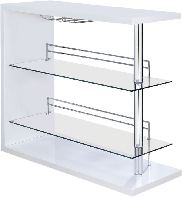 Coaster® Glossy White Rectangular 2-Shelf Bar Unit-0