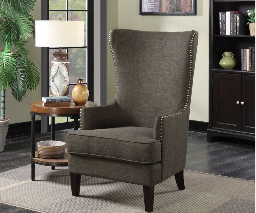 charcoal high wingback accent chair