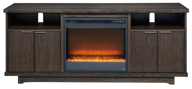 Signature Design by Ashley® Brazburn Dark Espresso 66" TV Stand with Electric Fireplace-1