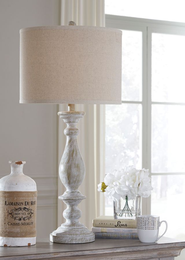 Signature Design by Ashley® Bernadate Set of 2 Whitewash Poly Table Lamps-2