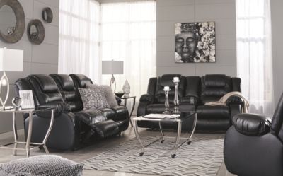 Signature Design by Ashley® Vacherie Black Double Reclining Loveseat with Console 3