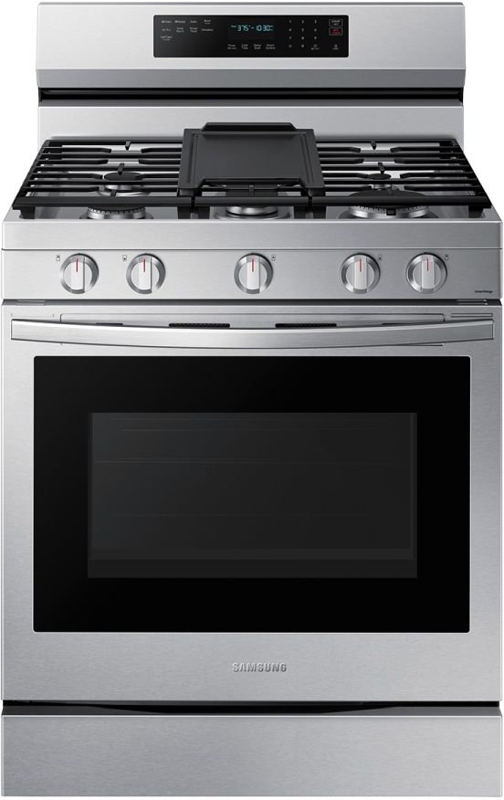 Samsung 30-in 5 Burners 6-cu ft Self-cleaning Air Fry Convection Oven  Freestanding Smart Natural Gas Range (Fingerprint Resistant Stainless  Steel) in the Single Oven Gas Ranges department at