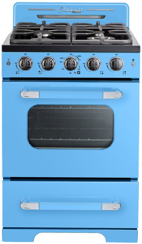 Unique® Appliances Classic Retro 24" Robin Egg Blue Freestanding Natural Gas Range 0
