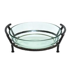 Uma Home Glass Bowl with Metal Stand 19x7