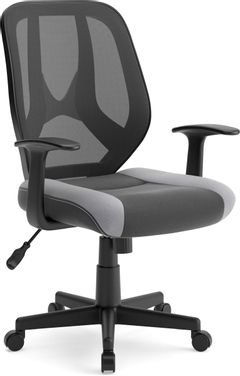 Signature Design by Ashley Corbindale Swivel Desk Chair with Brown Cushion  in Black