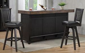 ECI Furniture Ashford Black/Distressed Bar Cabinet and Barstools
