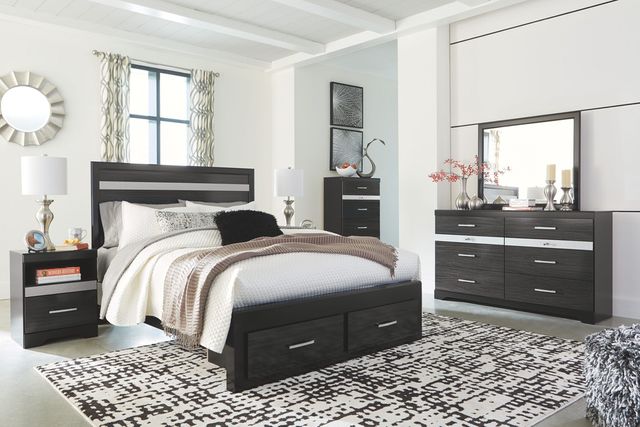 Signature Design by Ashley® Starberry Black King Panel Bed with with 2 Storage Drawers-2