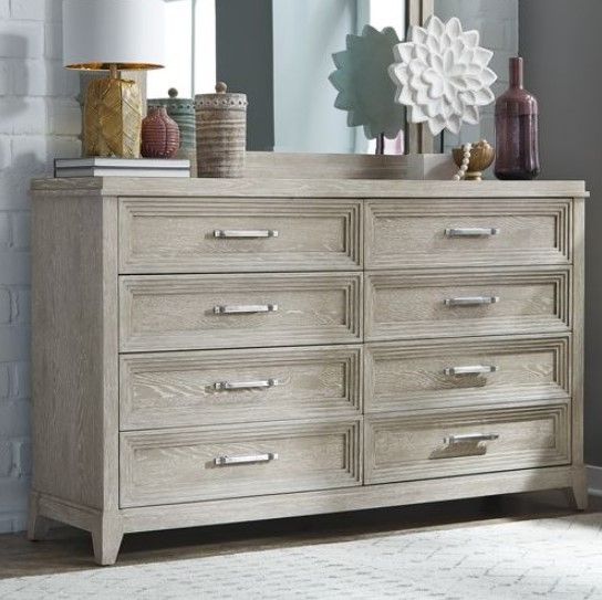 Liberty Belmar Washed Taupe & Silver Champagne Dresser 6