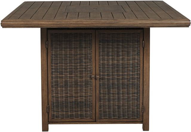 Signature Design by Ashley® Paradise Trail Medium Brown Square Fire Pit Bar Table -1