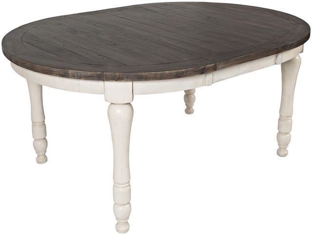 Jofran Inc. Madison County Barnwood Round to Oval Dining Table with Vintage White Base-3
