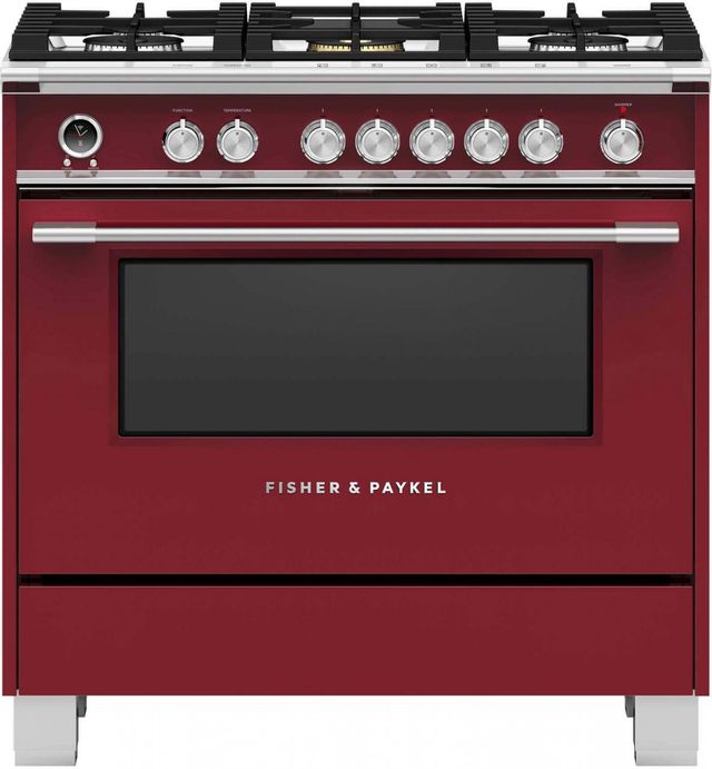 Fisher & Paykel 36" Red Freestanding Dual Fuel Natural Gas Range