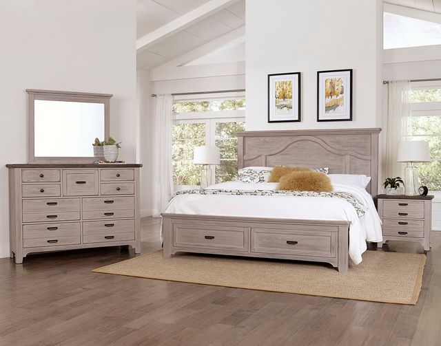 Vaughan-Bassett Bungalow Dover Grey King Mantel Bed with Footboard Storage 3