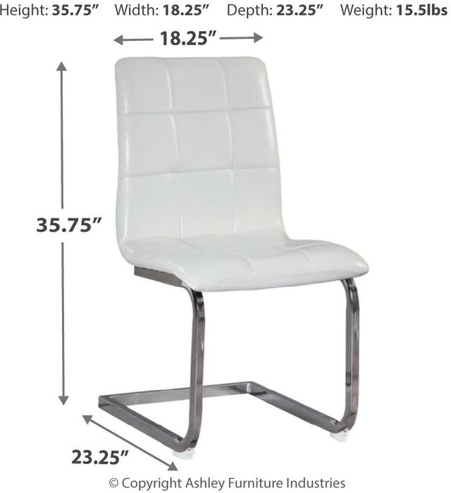 Signature Design by Ashley® Madanere White/Chrome Dining Upholstered Side Chair 1
