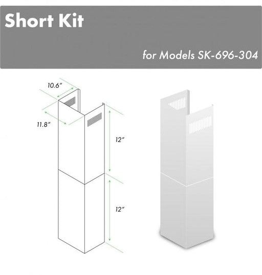ZLINE 2 Piece 12" Stainless Steel Wall Hood Extension Kit 1