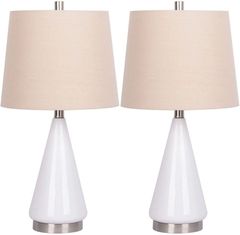 Signature Design by Ashley® Ackson 2-Piece White/Silver Table Lamp Set