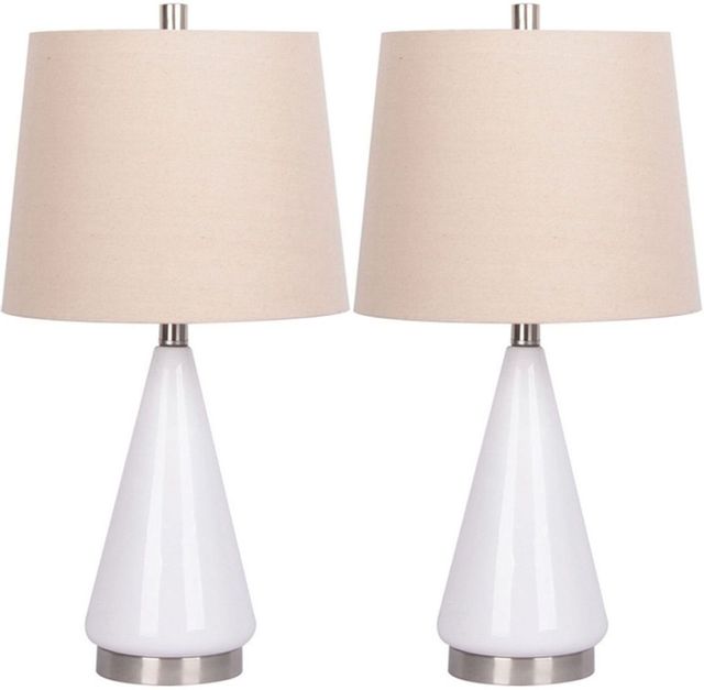Signature Design by Ashley® Ackson 2-Piece White/Silver Table Lamp Set-0