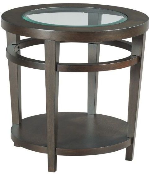Hammary® Urbana Dark Oak Round End Table with Glass Top Insert-0