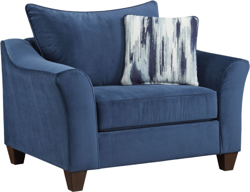 Affordable Furniture Velour Navy Chair and a Half Big Sandy