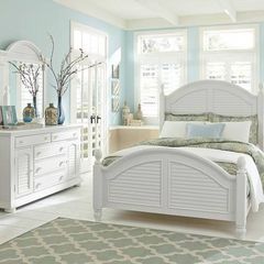 Liberty Summer House l Bedroom King Poster Bed, Dresser and Mirror Collection