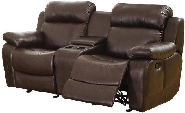 Homelegance® Marille Brown Double Reclining Glider Loveseat with Center Console