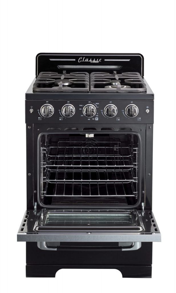 Unique® Appliances Classic Retro 24" Midnight Black Freestanding Natural Gas Range 1