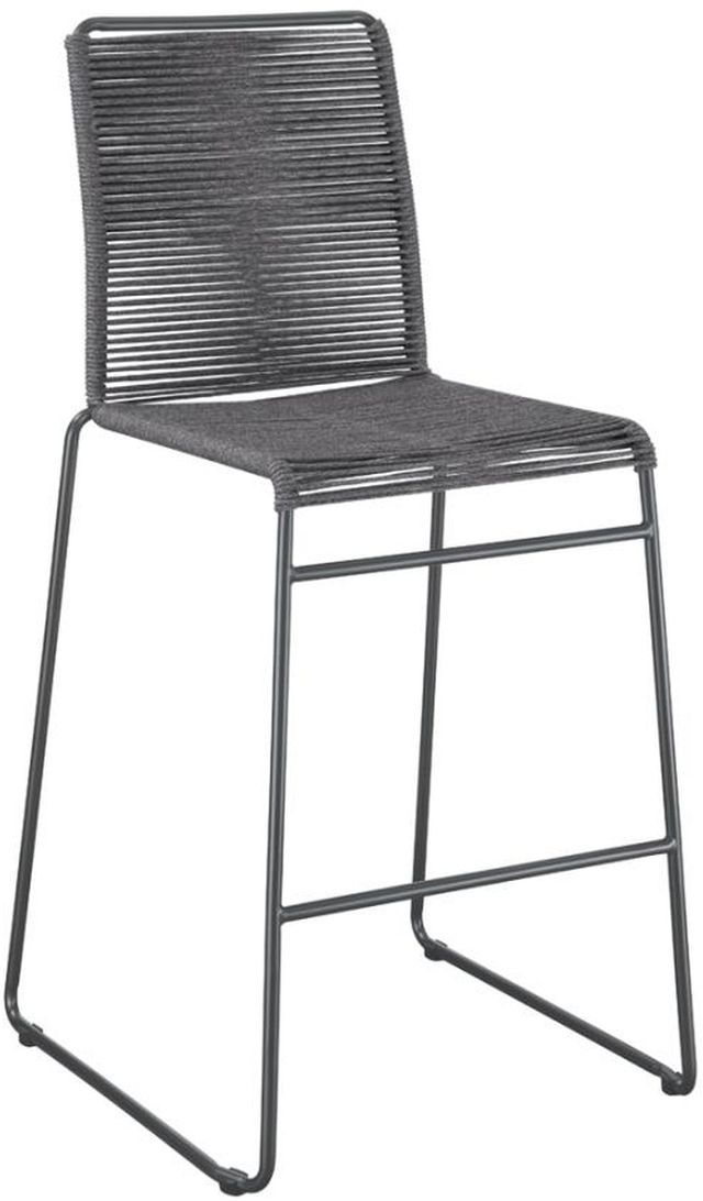 Coaster® Set of 2 Charcoal and Gunmetal Upholstered Bar Stools with Footrest
