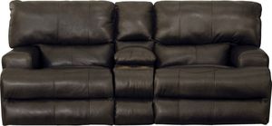 Catnapper® Wembley Chocolate Power Reclining Lay Flat Console Loveseat with Power Headrest and Lumbar