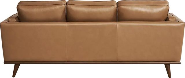 Cassina Court Caramel Leather Sofa, Loveseat and Navy Accent Chair-2
