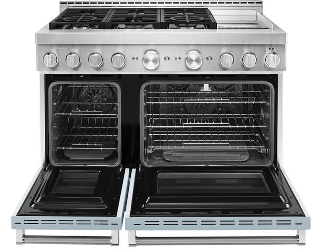 KitchenAid® 48" Misty Blue Smart Commercial-Style Gas Range with Griddle-1