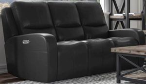 Flexsteel® Aiden Midnight Black Reclining Sofa with Power Headrests