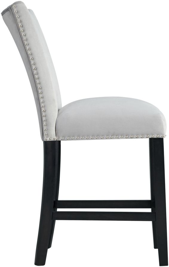 Elements International Francesca Gray Velvet Counter Height Chair-1
