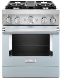 KitchenAid® 30" Misty Blue Commercial-Style Free Standing Dual Fuel Range
