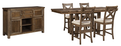 Signature Design by Ashley® Moriville 6-Piece Grayish Brown Counter Height Dining Set