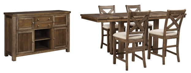 Signature Design by Ashley® Moriville 6-Piece Grayish Brown Counter Height Dining Set-0