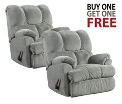 Affordable Furniture Aurora Gray Recliner - BOGO Free Recliner Set