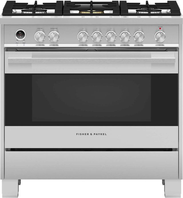Fisher & Paykel 36" Brushed Stainless Steel Free Standing Dual Fuel Range