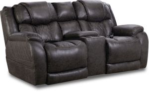 HomeStretch Steel Power Reclining Loveseat with Console