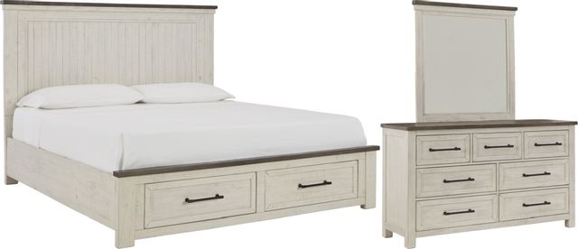 Benchcraft® Brewgan 3-Piece Two-Tone California King Panel Storage Bed Set
