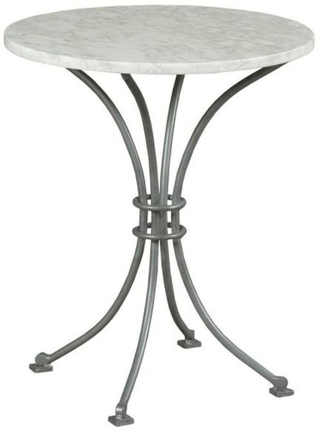 Hammary® Litchfield Dover White Stone Top Chairside Table with Silver Base